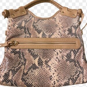 Pietro Alessandro Tan and Black Snake Print Tote